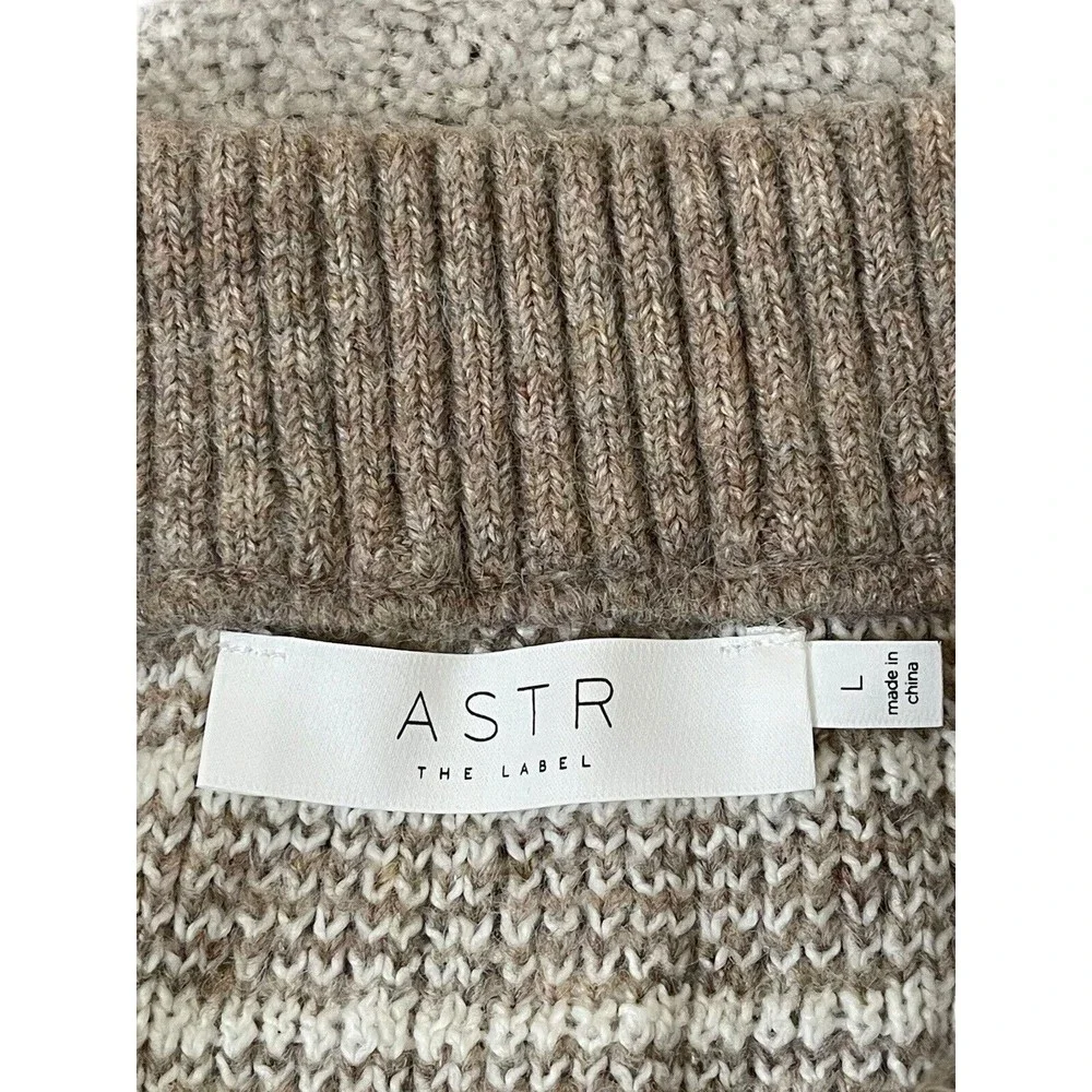 ASTR THE LABEL Taupe-White Check Knit‎ Mini Skirt Size Large NWOT